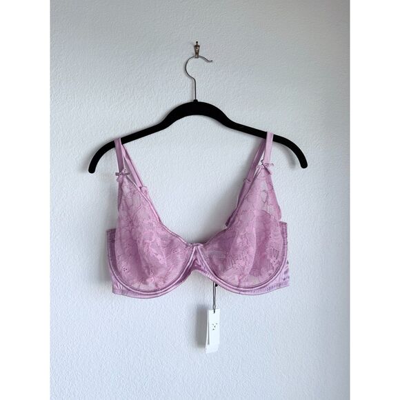 NWT Fleur du Mal Magnolia Lace Unlined Demi Bra in Lilac Purple Size 38G - Picture 8 of 15